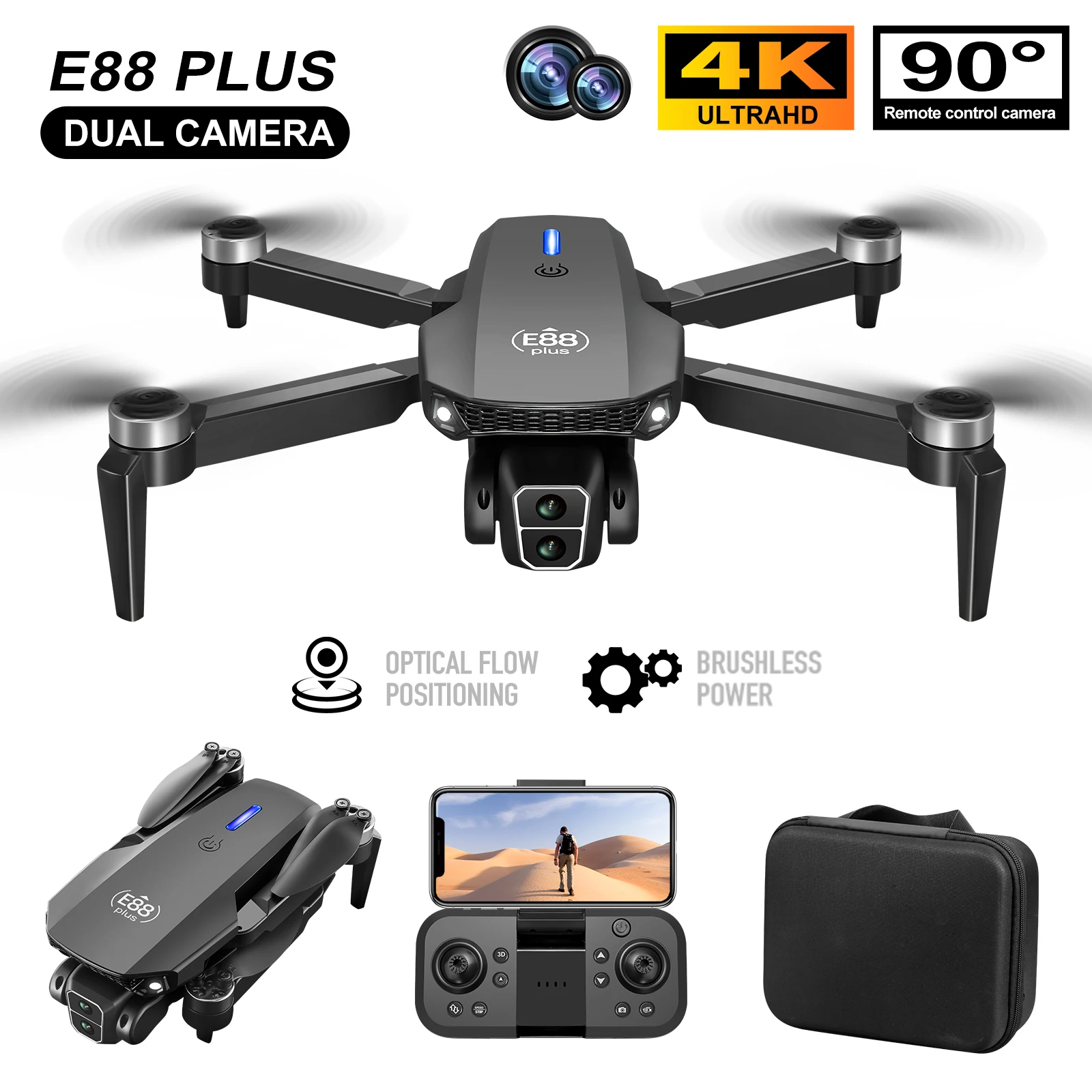 Drone Camera Hd - Drone Quadcopter E88 Plus baru: 90