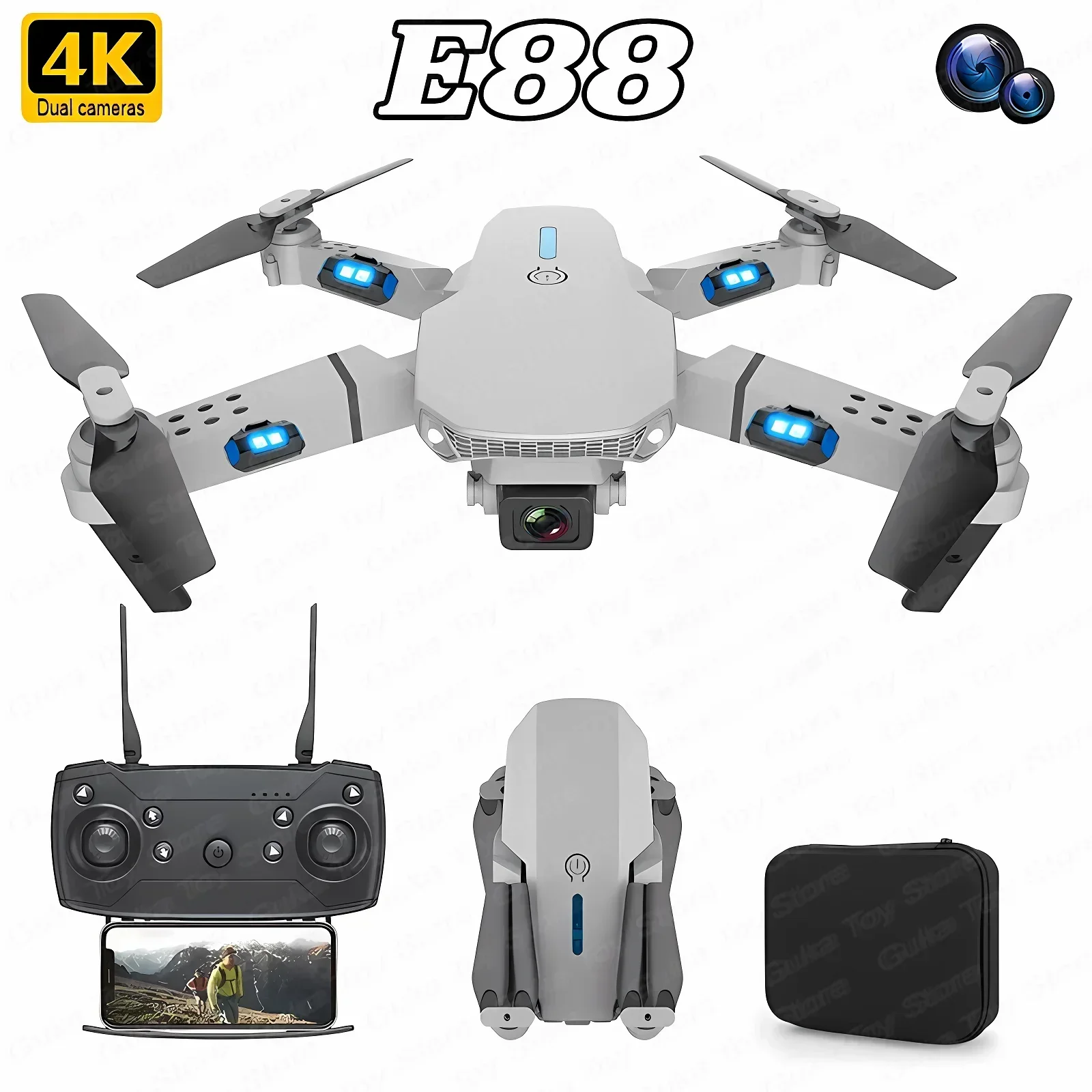 Drone Camera 4K - E88 Pro Drone FPV kamera sudut